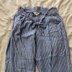 Linen flared pin striped pants